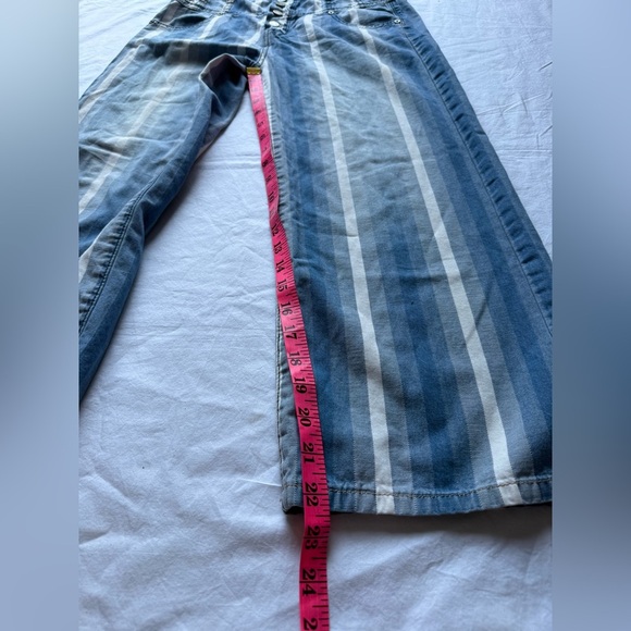 Habitual Girls Ariah Blue and White Striped Wide Leg Cotton Pants 27 - Picture 13 of 14